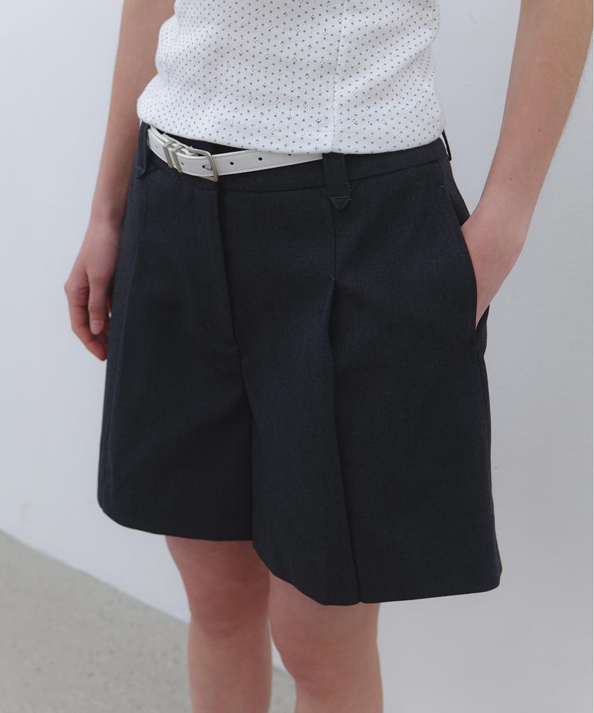 CLUNY Minimal Strap High Waist Shorts - Charcoal Navy