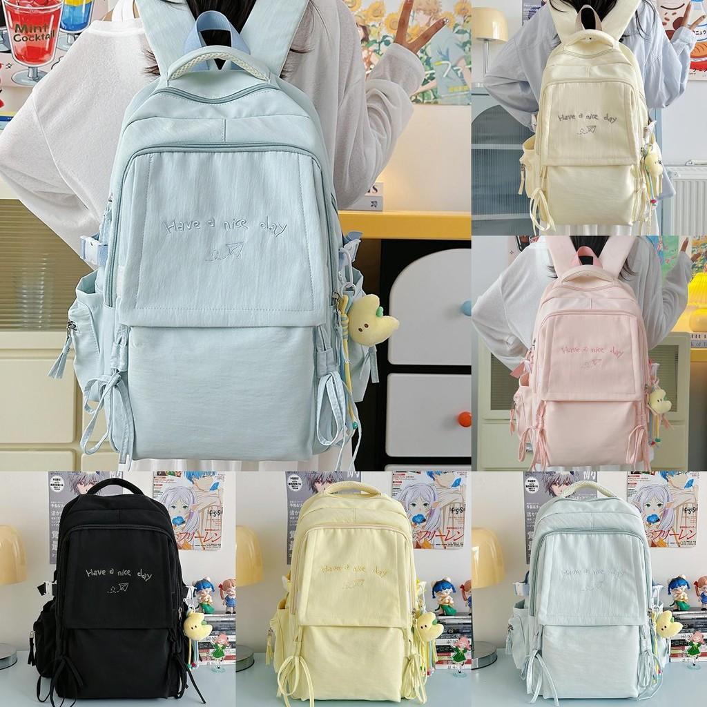 Letter Nylon Casual Backpack For Women And Men With Lightweight Cushion Straps For Daily Use