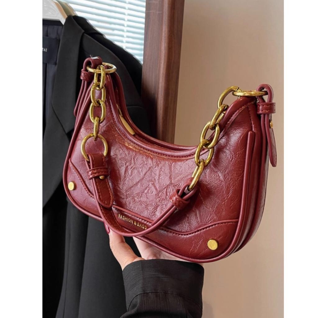 Premium Tasche Damen 2025 neue Textur Nische Schulter Unterarm Halbmondtasche Frühling und Sommer Retro vielseitige Umhängetasche
