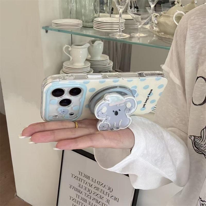 Blue Polka Dot Magnetic Koala Stand for iPhone 17/16 Pro Max/15 Pro Case 17 Pro