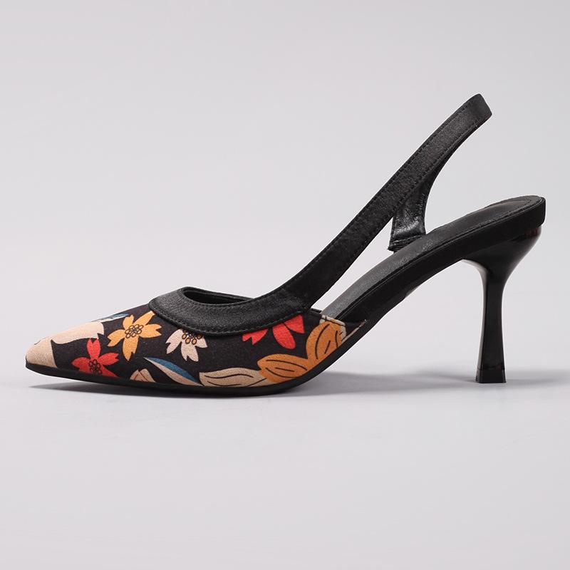 

Туфли на высоком каблуке с принтом, с острым носком, с закрытой пяткой, замшевые, банкетные, сандалии на высоком каблуке-шпильке, летние, новые 43
