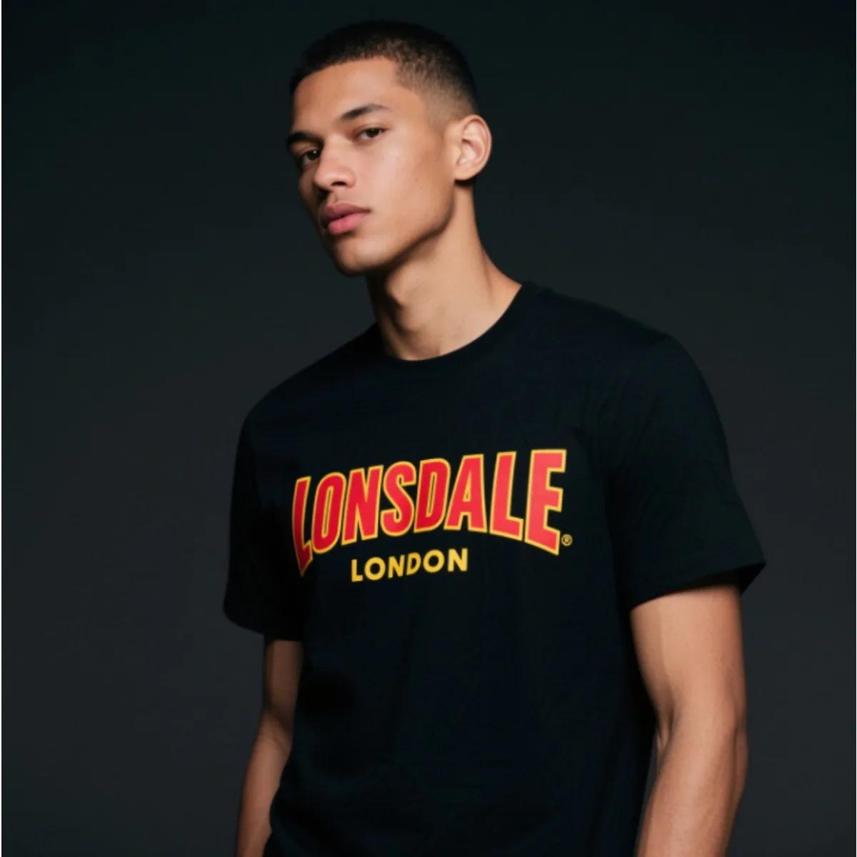 

Трендовые мужские футболки Lonsdale с принтом по периферии, летние, люксового бренда, из чистого хлопка, мужские и женские, с коротким рукавом M