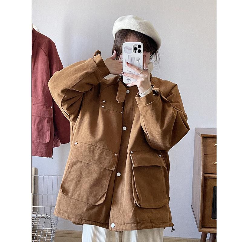 Frauen Herbst Winter Stehkragen Langarm Denim Pelzigen Kausalen Chic Jacke Lose Zipper Jacke