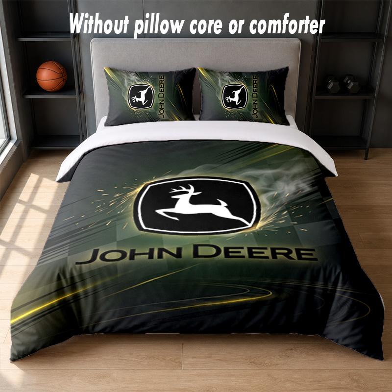 John Deere Design Bed Bedding Set 1 Duvet Cover + 2 Pillowcases Soft Breathable Household Bed Linens