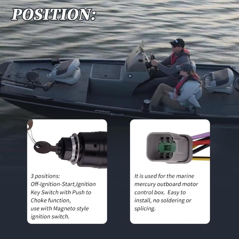129572 Ignition Switches with 2 Keys for Boats 3 Position Marine Remote Ignition Switches Assembly Easy Installation