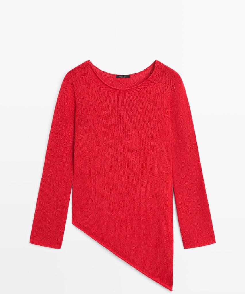 Masimodutti Asymmetric Cut Knit Sweater