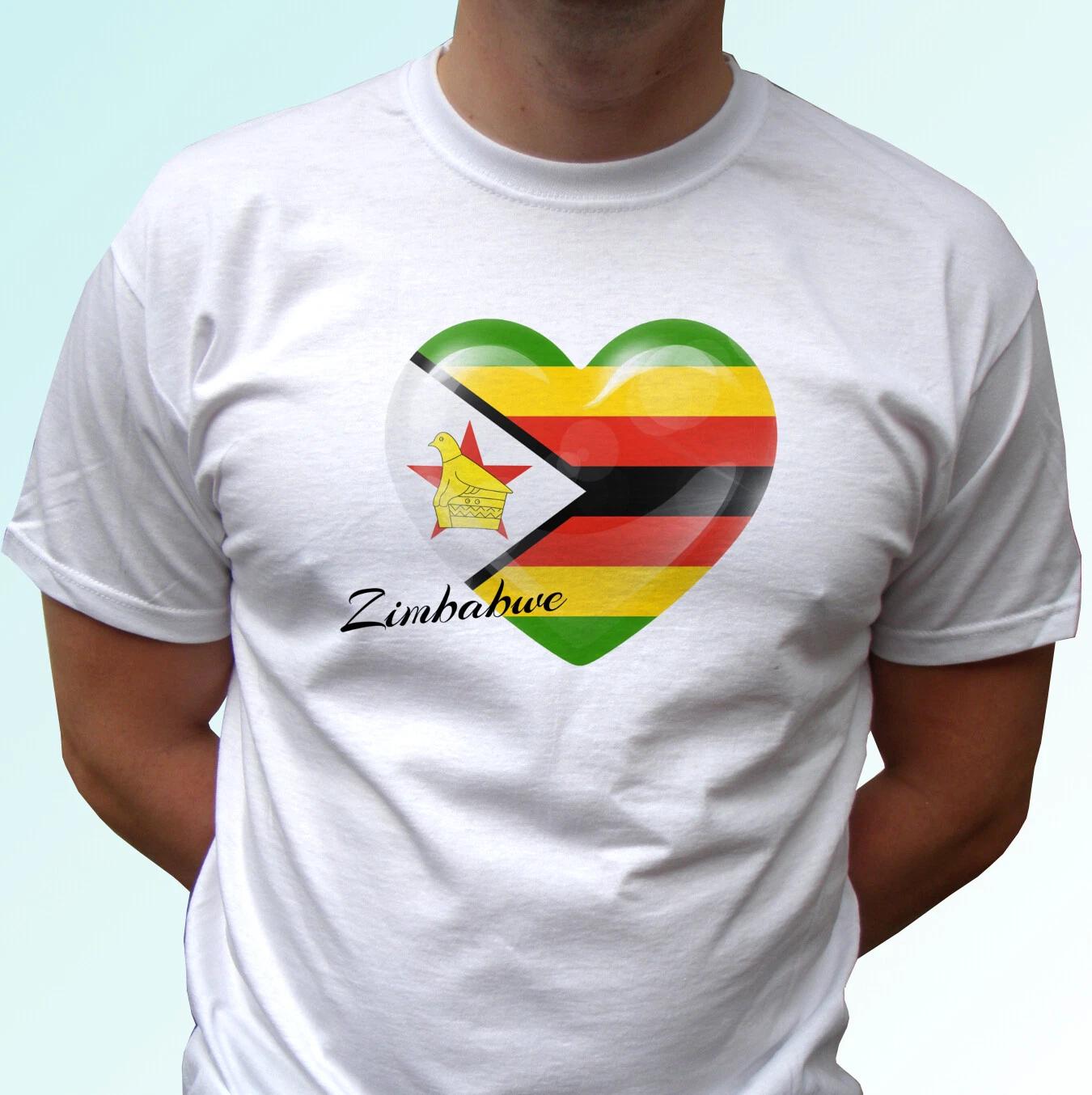 Zimbabwe Heart kids boys T-Shirt top flag independence day white tee s s kids size 120
