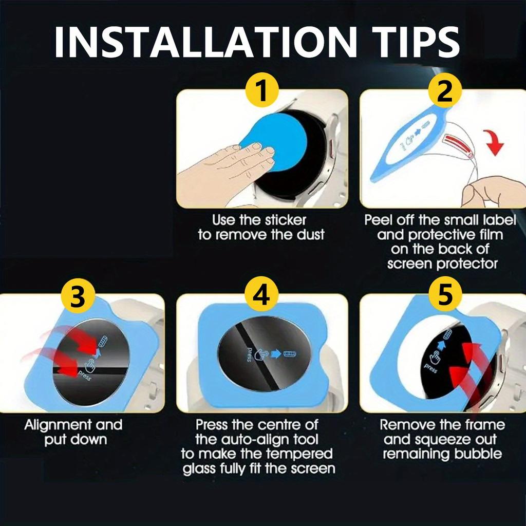 5pcs Tempered Glass Films for Samsung Galaxy Watch 8 40mm 44mm Watch 8 Classic Screen Protector, for Galaxy Watch Ultra 2