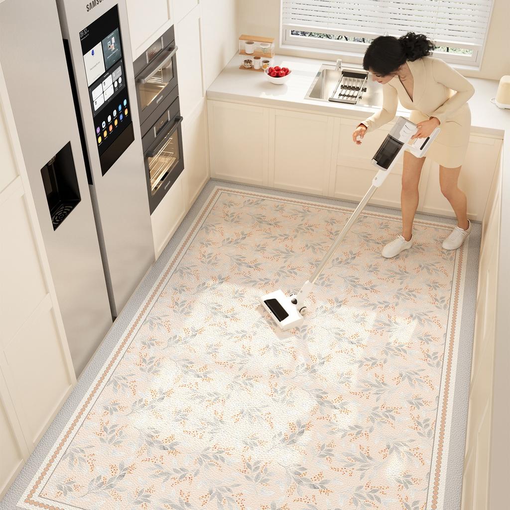 Modern Simple Kitchen Floor Mat PVC Leather Waterproof Oil-proof Carpet Large Floral Anti-fouling Balcony Rugs Tapete De Cozinha