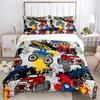 Copripiumino Monster Truck Catroon Monster Jam Set Biancheria da Letto Copripiumino Morbido e Federe per Adolescenti Singolo/Matrimoniale/Queen/King
