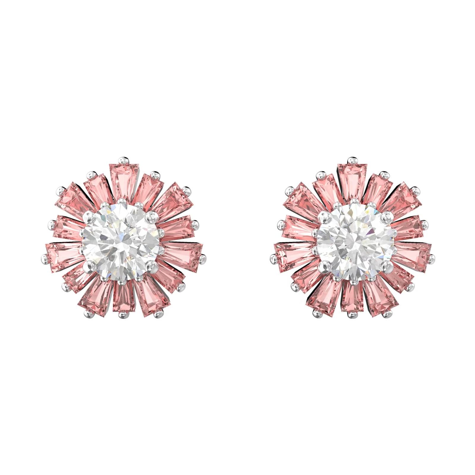 Серьги Swarovski Sunshine с родиевым покрытием, розовые, женские, 5642962 Box (Random Color)