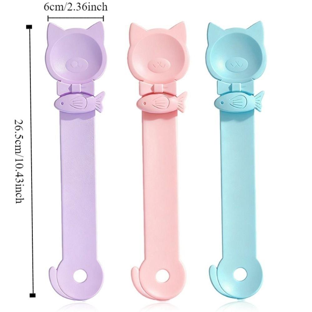 Portable Long Handle Cat Strip Feeder Spoon Durable Bite Resistant Lick Able Feeder Cartoon Pet Treat Spoon Household