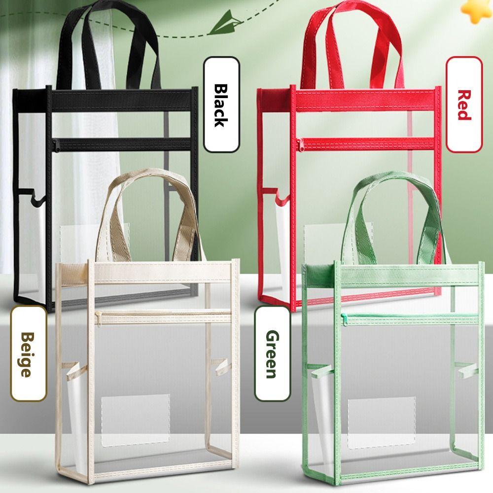 Multifunctional Transparent Tutorial Bag Large Capacity Mesh Mesh Handbag Double Layers File Bag Students