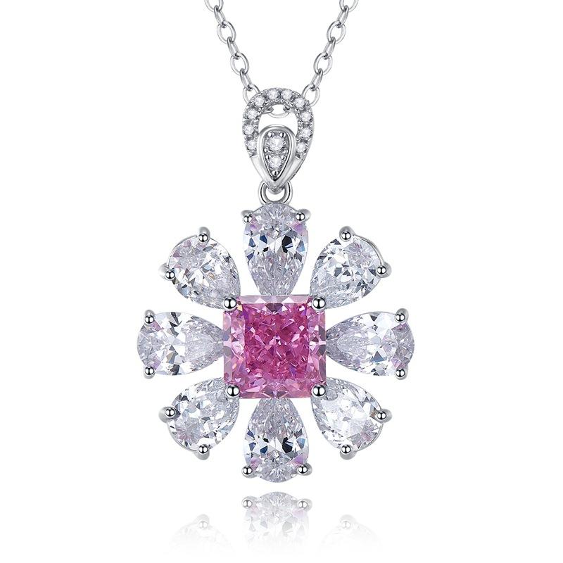 New S925 Flower 4 Carat Necklace Women's Jewelry Factory Direct Sales