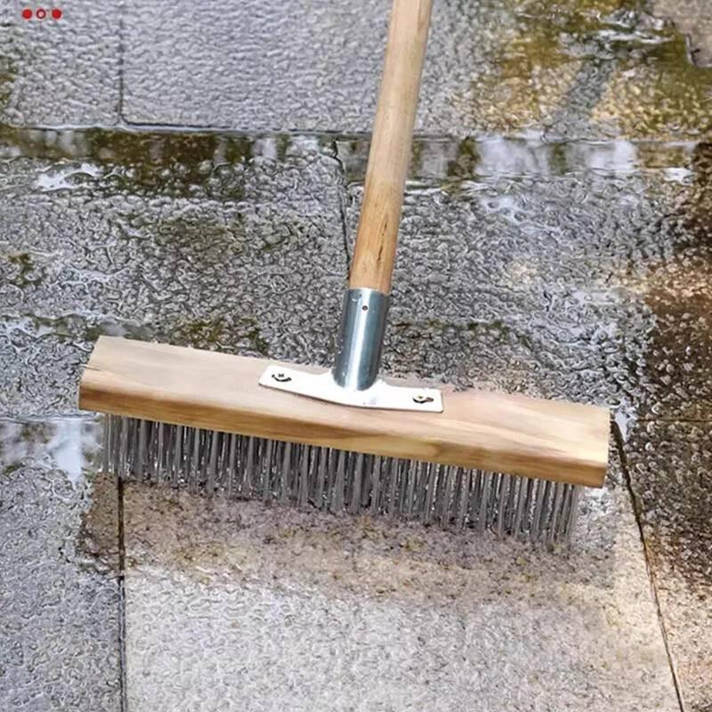 Large Durable Steel Wire Floor Brush With Extended Handle For Easy Floor Maintenance