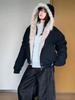 Women's American Retro Mountain Eagle Fur Collar Jacket - Winter Hooded Thick Petite Cotton Coat