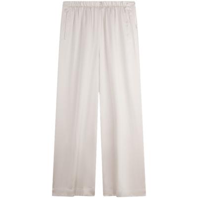 Lässige Einfache Elastische Taille Bequeme Glänzende Glatte Zuhause Lange Hose Schlafhose Damen Unterteile Beige QS7300