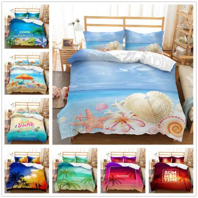 Beach Vacation Coconut Tree Print Duvet Cover Quilt Cover Pillowcase Bedding Set