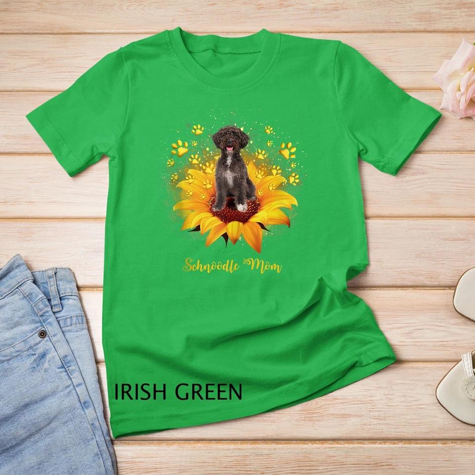 Schnoodle Mom Sunflower With Dog Paw Mother s Day Unisex T-shirt 4 S