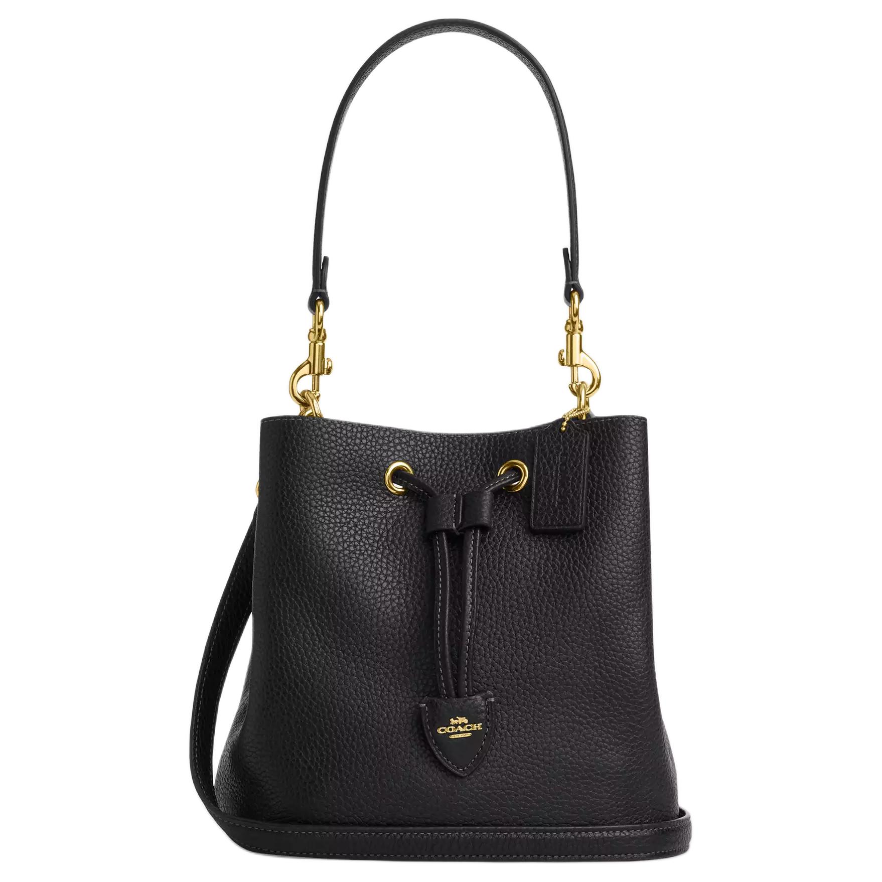 Coach Rowan 21 Logo Leather Tote Bag Small Women tote bag Black CBH06-IMBLK Basic Set (Bag+Dust Bag)