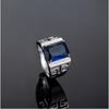 Wosikate Trendy Sapphire   Copper Wedding Jewelry Open Ring For Men Engagement Party Gift Business Ring