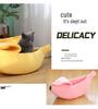 Banana-Shaped Easy-Clean Semi-Closed Pet Bed with Blanket for Cats and Dogs, All-Season