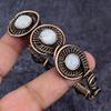 Natural Moonstone Gemstone Handmade Copper Wire Wrap Cuff Bangle Adjustable ET-4662