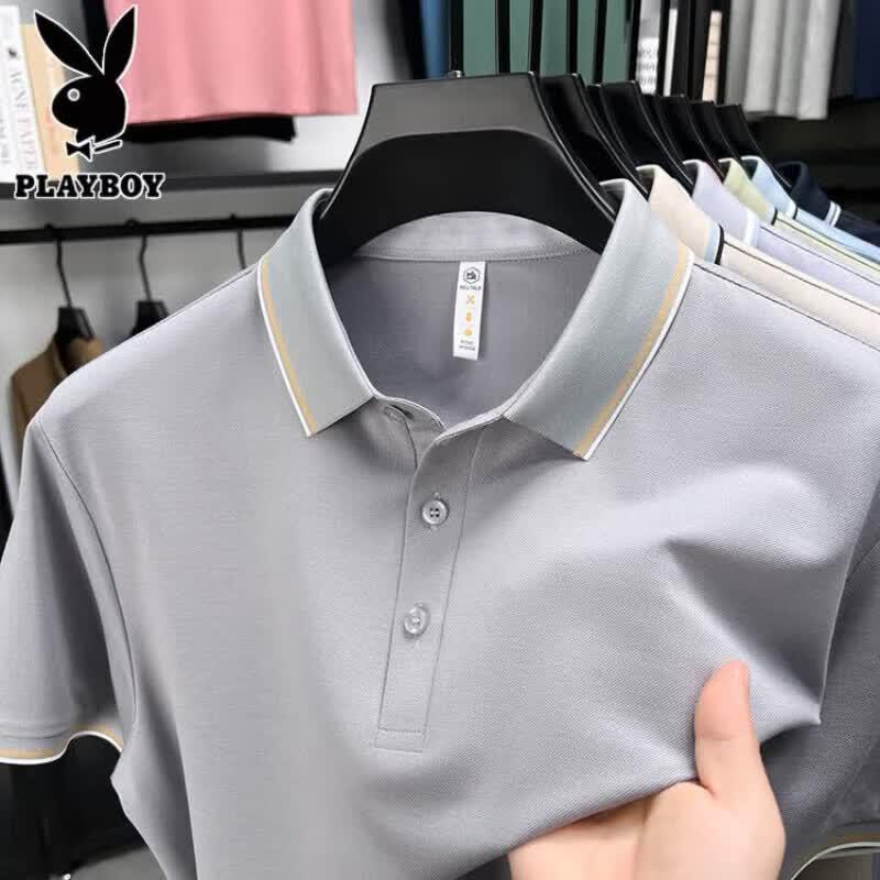 PLAYBOY Men s 7A Anti-bacterial Silk Blend Loose Fit Polo Shirt XL