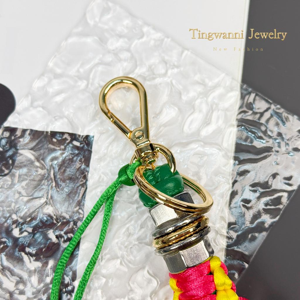 Robot Pendant New Metal Rope Woven Lanyard Men's and Women's Bag Pendant Trendy Keychain Creative Car Pendant