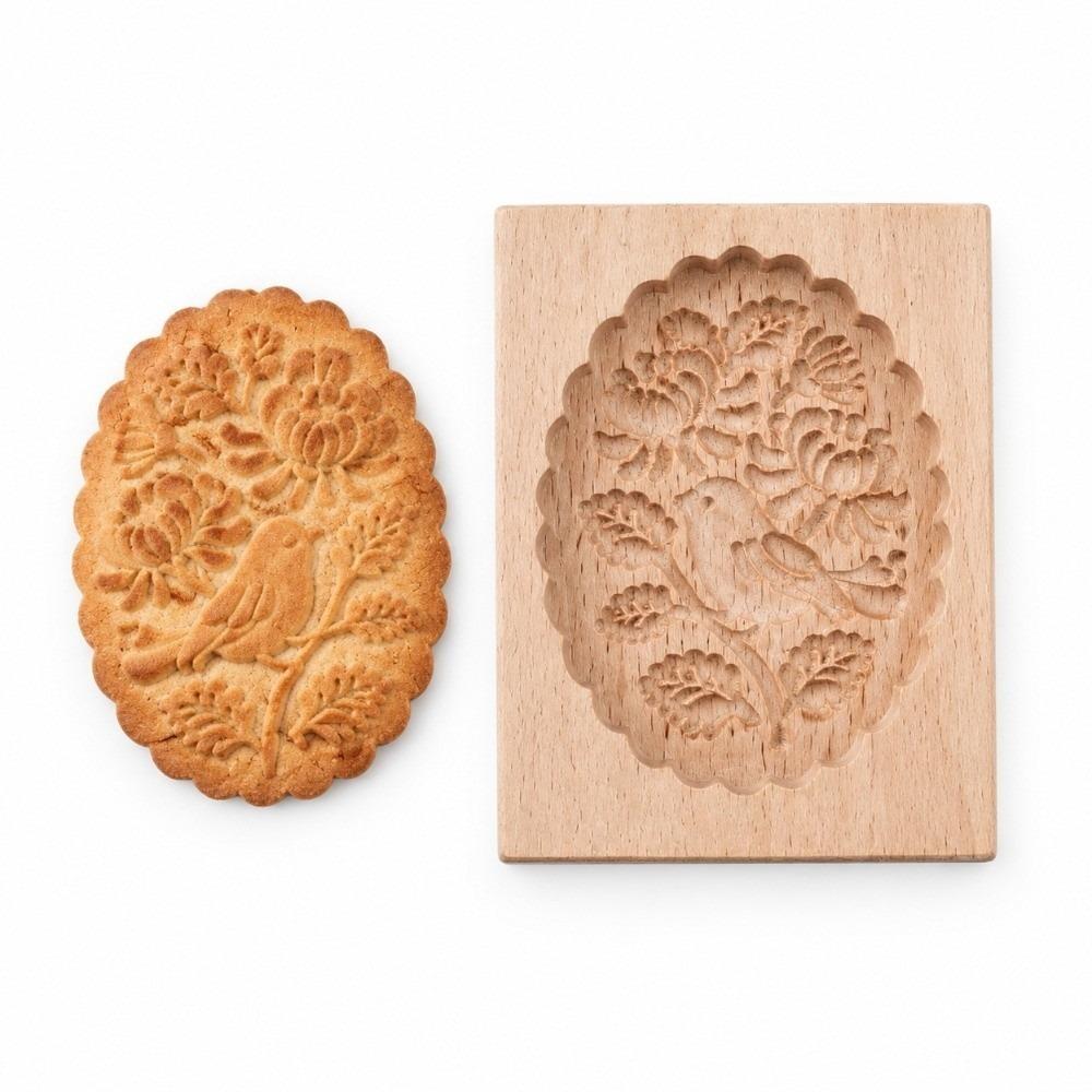 1pcs 3D Design Wooden Cookie Mold Carved Bird Pattern Biscuit Stamp Mould For Baking