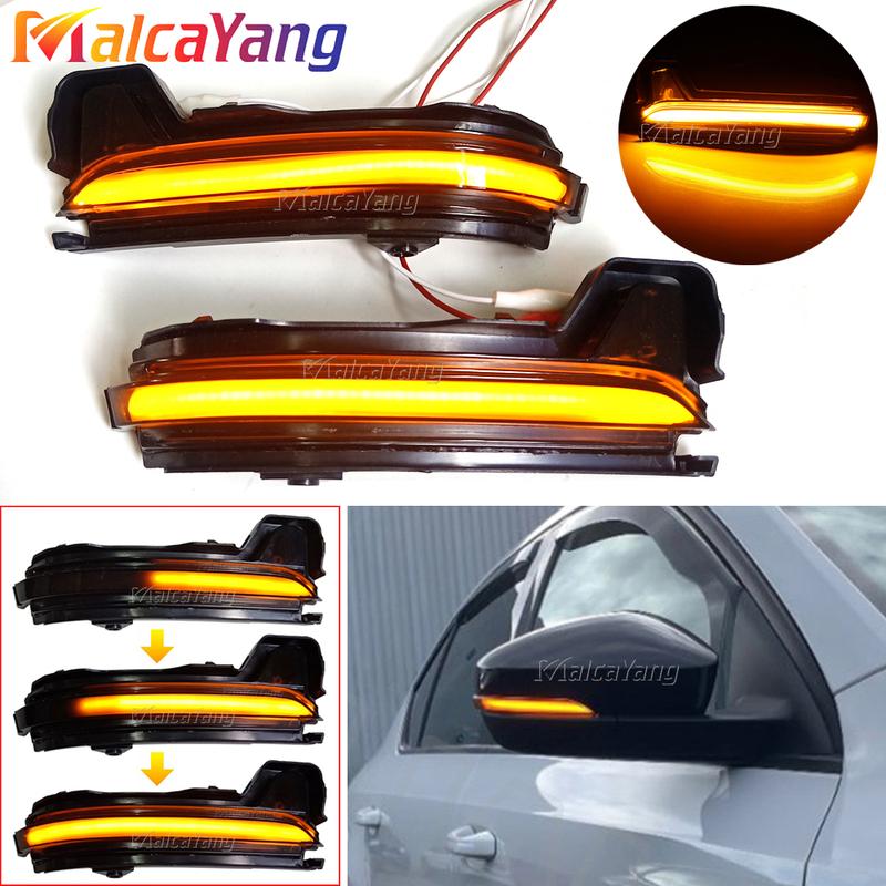 1Pair Dynamic Rearview Mirror Blinker Turn Signal LED Light For Skoda Kodiaq 2016 2017 2018
