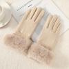 Warm Gloves for Women In Autumn and Winter Outdoor Riding Cold Proof Thickened Plush Velvet Cute Bow Develvet Touch Screen Gloves