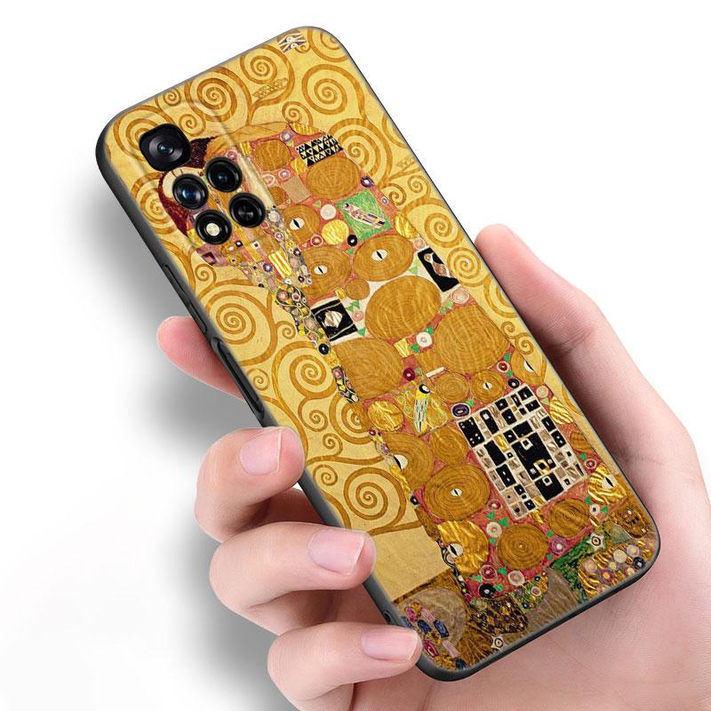 Art Gustav Klimt Black Silicone Phone Case For Xiaomi POCO X3 X4 NFC F5 M3 M4 M6 X5 X6 Pro F3 F4 GT 5G C55 C65 M5