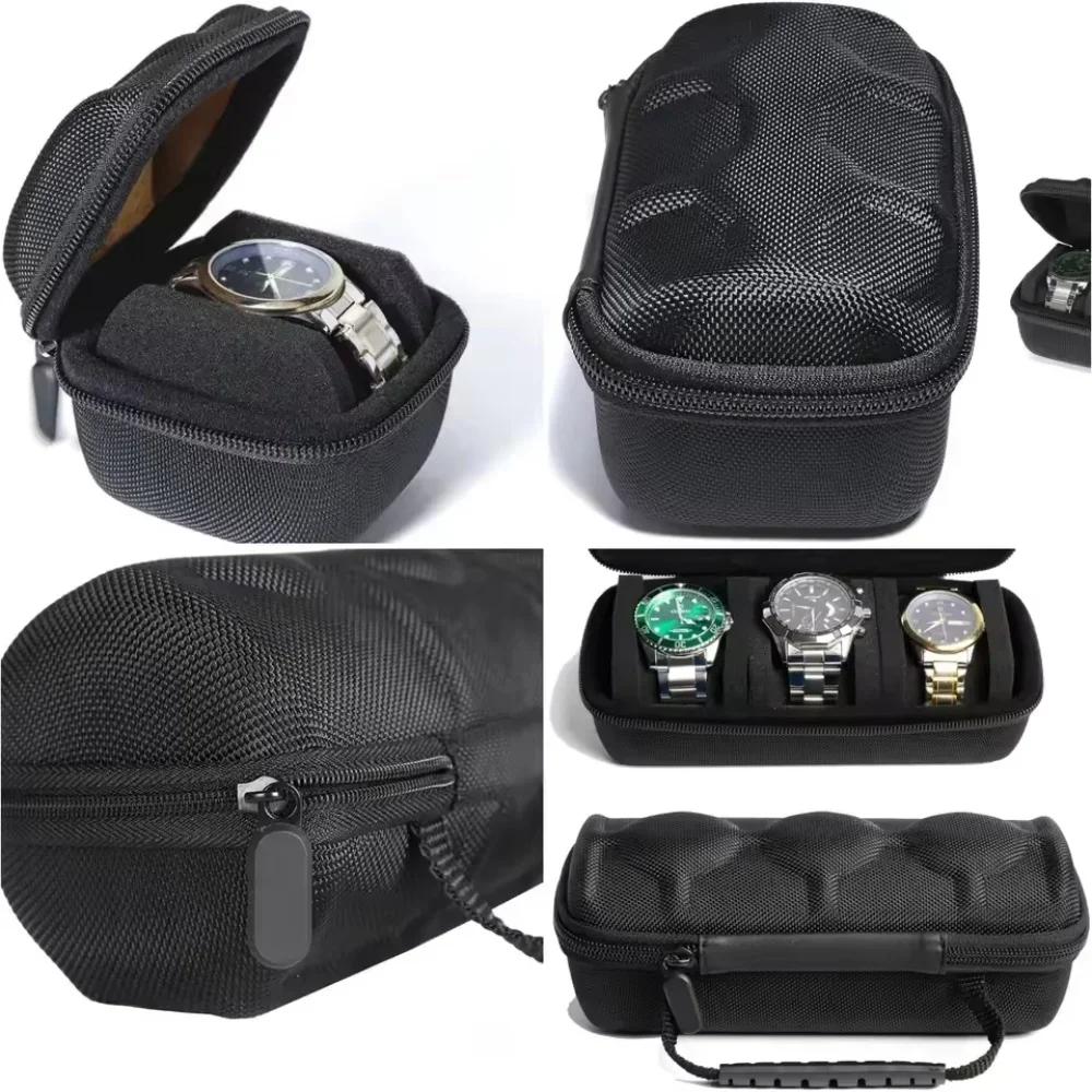 Portable Watch Travel Case, Storage Box Organizer with Sponge Insert for Apple Watch Huawei Samsung Smartwatch Multi Slot Holder