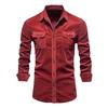 Spring Autumn Single Breasted 100% Cotton Men's Shirt Business Casual Fashion Solid Color Corduroy Men Shirts Slim Blouse