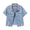 Giacca da donna in denim leggero a maniche corte - Esclusiva estiva, Camicia trendy di alta gamma