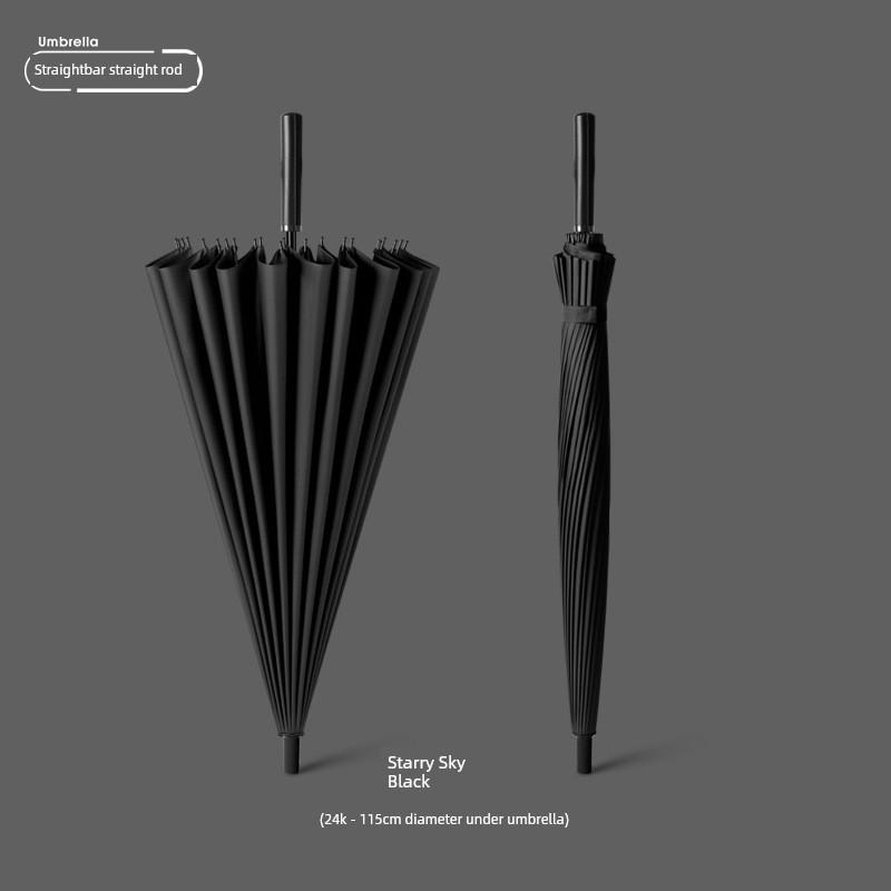 24-Rib Automatic Umbrella, Large Business Straight Umbrella, Double-Handle Factory-Printed Logo Advertising Long-Handle Umbrella