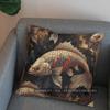 2D Colorful Koi Fish Wave Pattern Pillow Cover Pattern Cushion Cover Suitable For Sofa Bedroom Car Pillow Cover