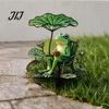 Decorative Outdoor Yard Art Metal Garden Stake, Cute Frog Lotus Leaf/Mushroom/Birds On Tree Branch Gardening Gifts for Women Sign, Lawn Ornament