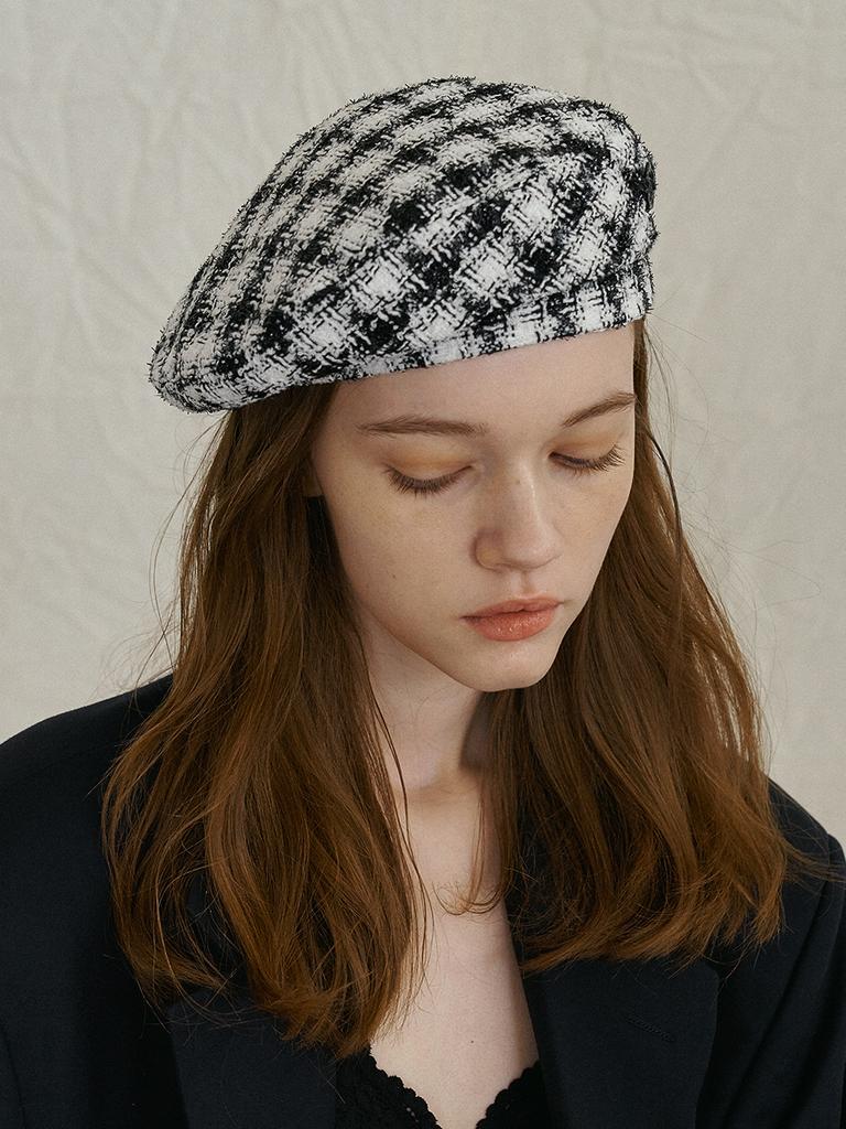 Poejidam [La Valse] Tweed Beret_Black Check