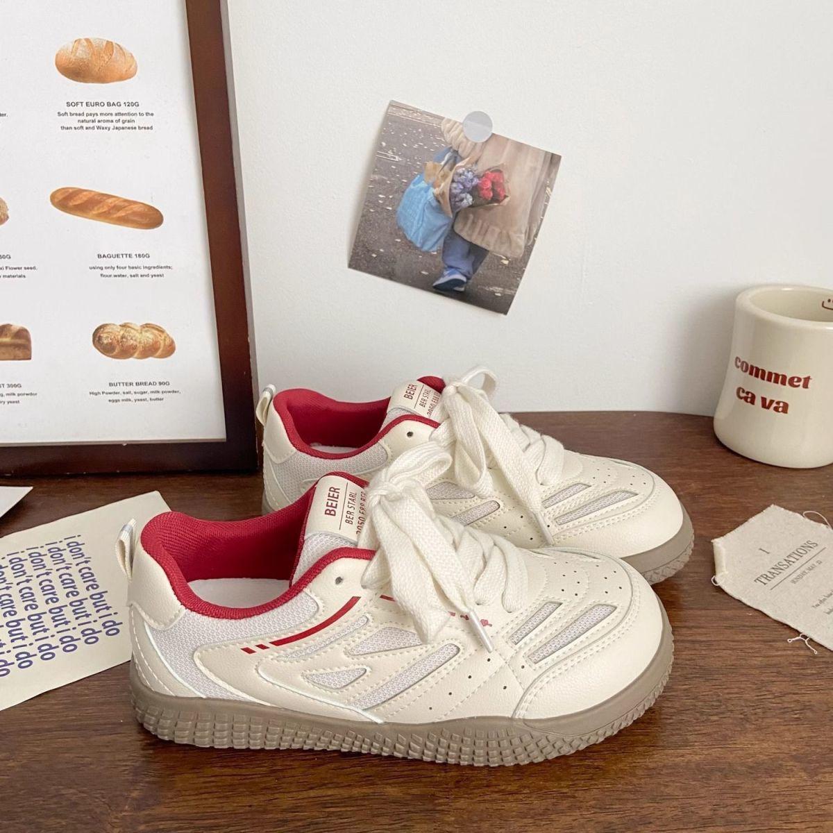 

2025 новый студент летний маффин подошва мода европейская станция дышащие маленькие белые туфли женские универсальные сетчатые тонкие туфли на платформе 39 красный