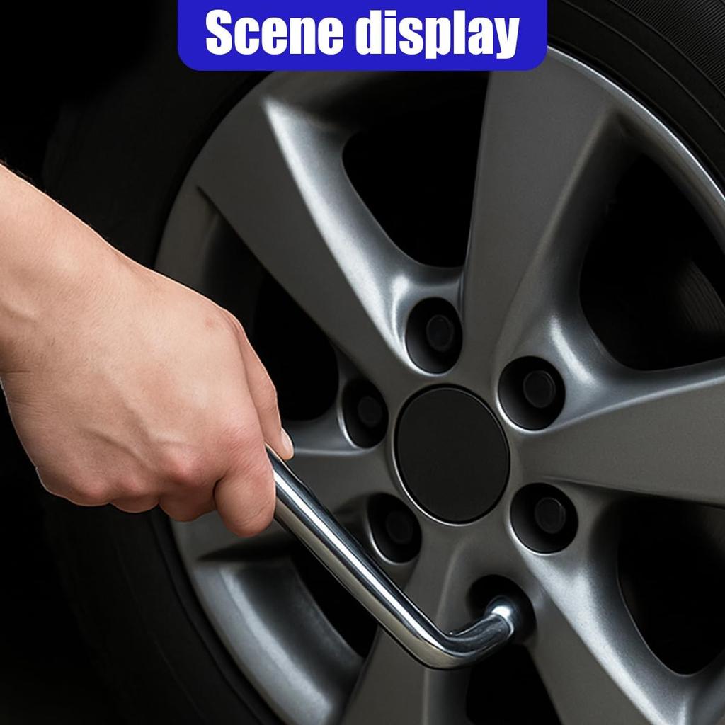 19mm Car Spare Tire Lug Wrench, L Type Automotive Tire Replacement Tool with Hexagon Slotted End, Universal Steel Vehicle Socket Repair Accessories