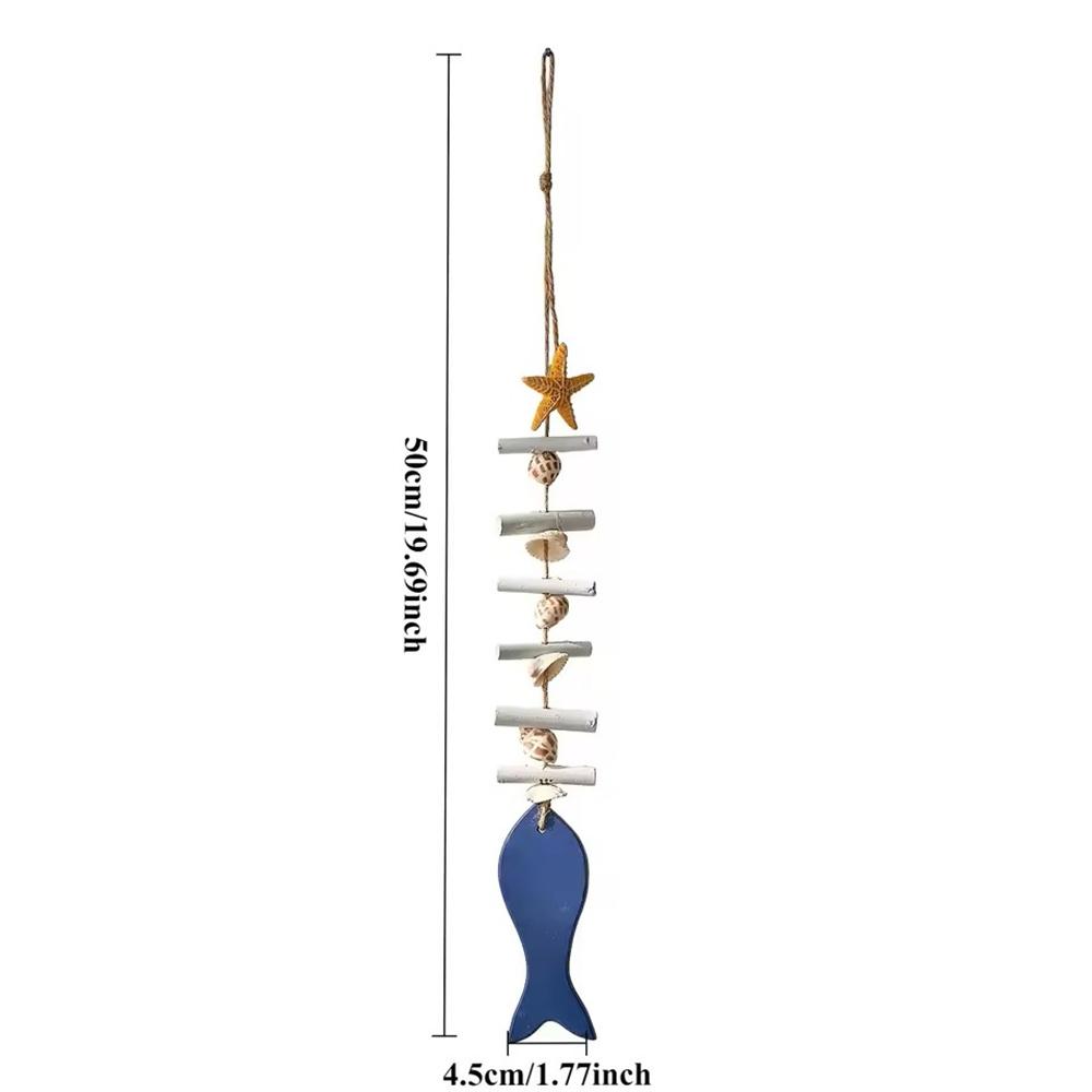 Wooden Fish Wall Hanging Ornaments, Nautical Beach Theme Home Decoration Sculpture for Bathroom Bedroom Lake House Decor