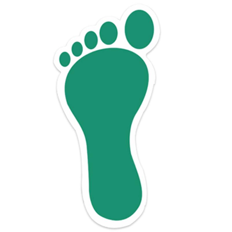 Q-Version Green White Footprint Floor Decals