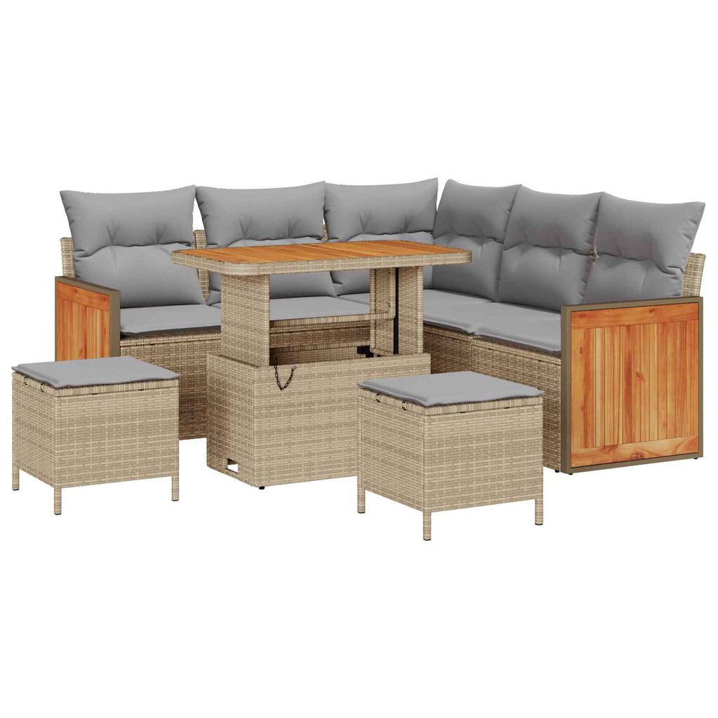 Garden Sofa Set with Cushions 8 pcs Beige and Light Grey