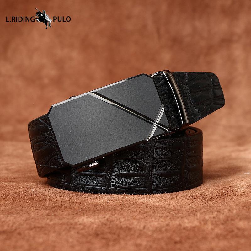 Vegetable Tanned Leather Cowhide Men's Belt Genuine Leather Automatic Buckle Belt Business Belt