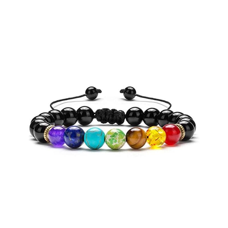 Natural Lava Stone Beads Healing Balance Chakra Charm Bracelet 8mm Tiger Eye Bead Tibetan Buddha Prayer Bracelet for Women Men