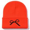 Bow Embroidered Flower Knitted Hat Versatile Wool Hat Outdoor Riding Pullover Hat