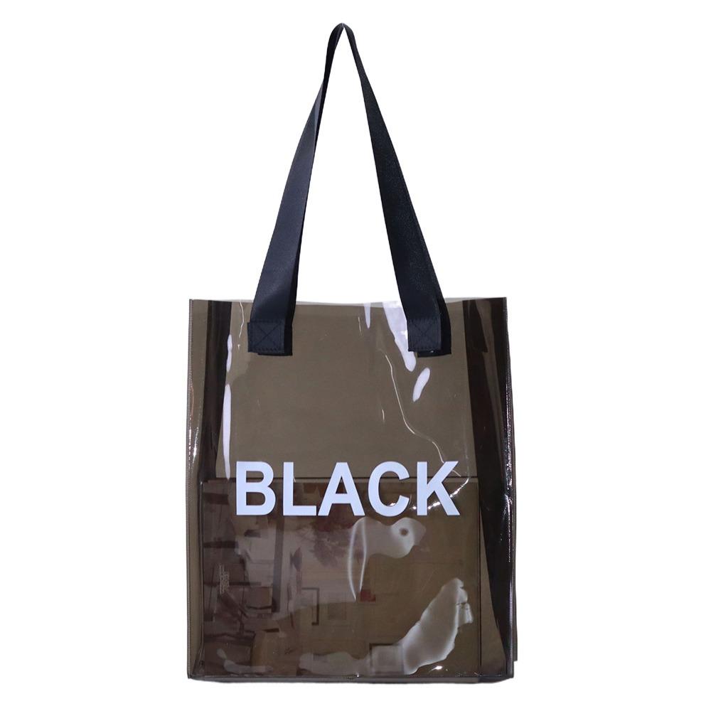 

Cartoon PVC Jelly Bag Large Capacity Handheld Handbags Thickened Transparent Storage Bag Women s чёрный