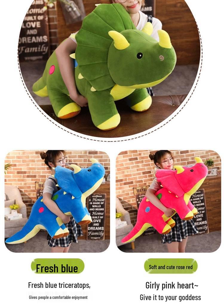 Cute Triceratops Plush Toy - Dinosaur Cushion Doll for Kids' Birthday Gift